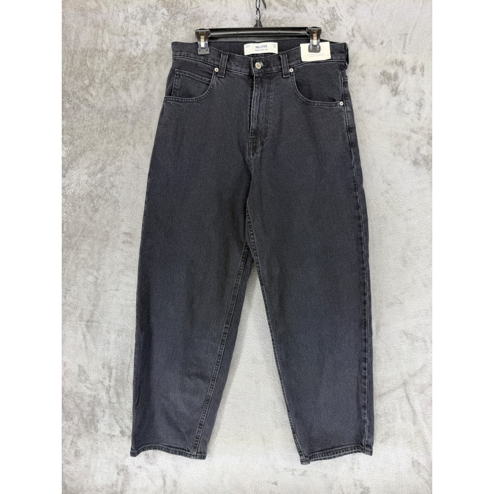 Hollister Baggy Skater Jeans Mens 31x30 Black Stretch Extra Wide Leg Tapered NEW